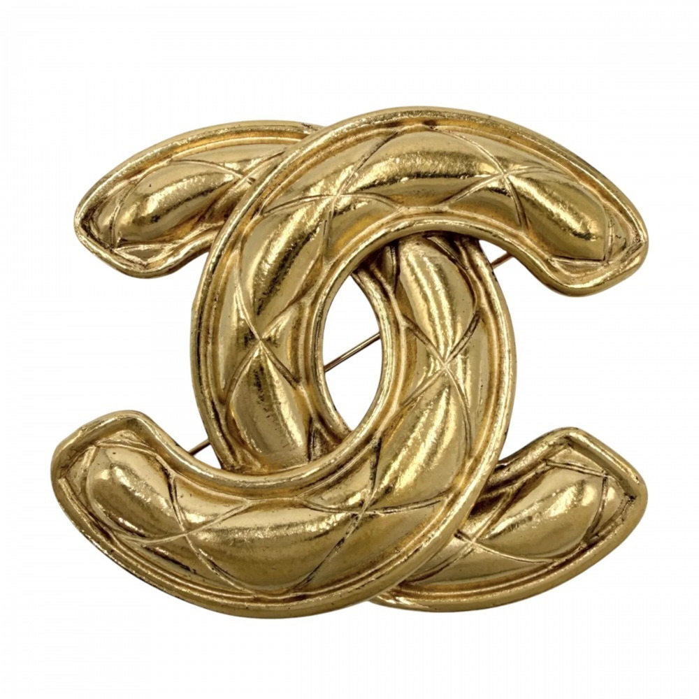 CHANEL Authentic Vintage Gold Logo Brooch